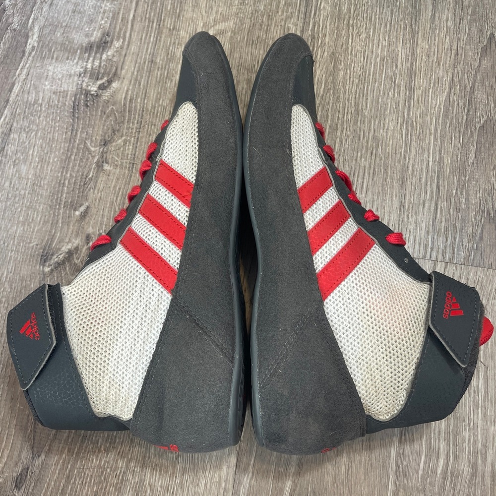 Adidas HVC 2 Wrestling Shoes Mens 9 Grey White Red GZ8451 High Top Training